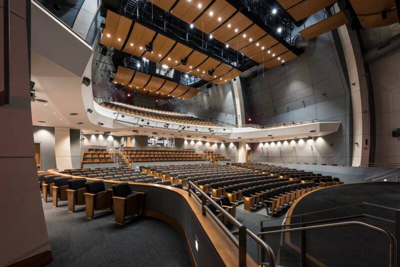 Performing arts auditorium finished in decorative plaster